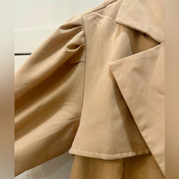 Nanette Lepore Tan Pleated Maxi Dress with Puff Sleeves - Picture 4 of 12